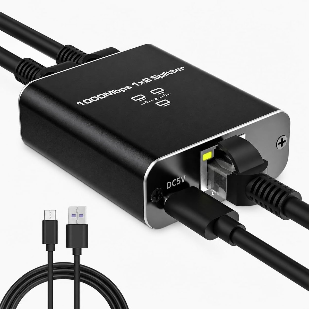 LAN-splitter 1 naar 2 gigabit - RJ45 ethernetsplitter - 1000 Mbps - ideaal voor routers en pc's - ShopVlot