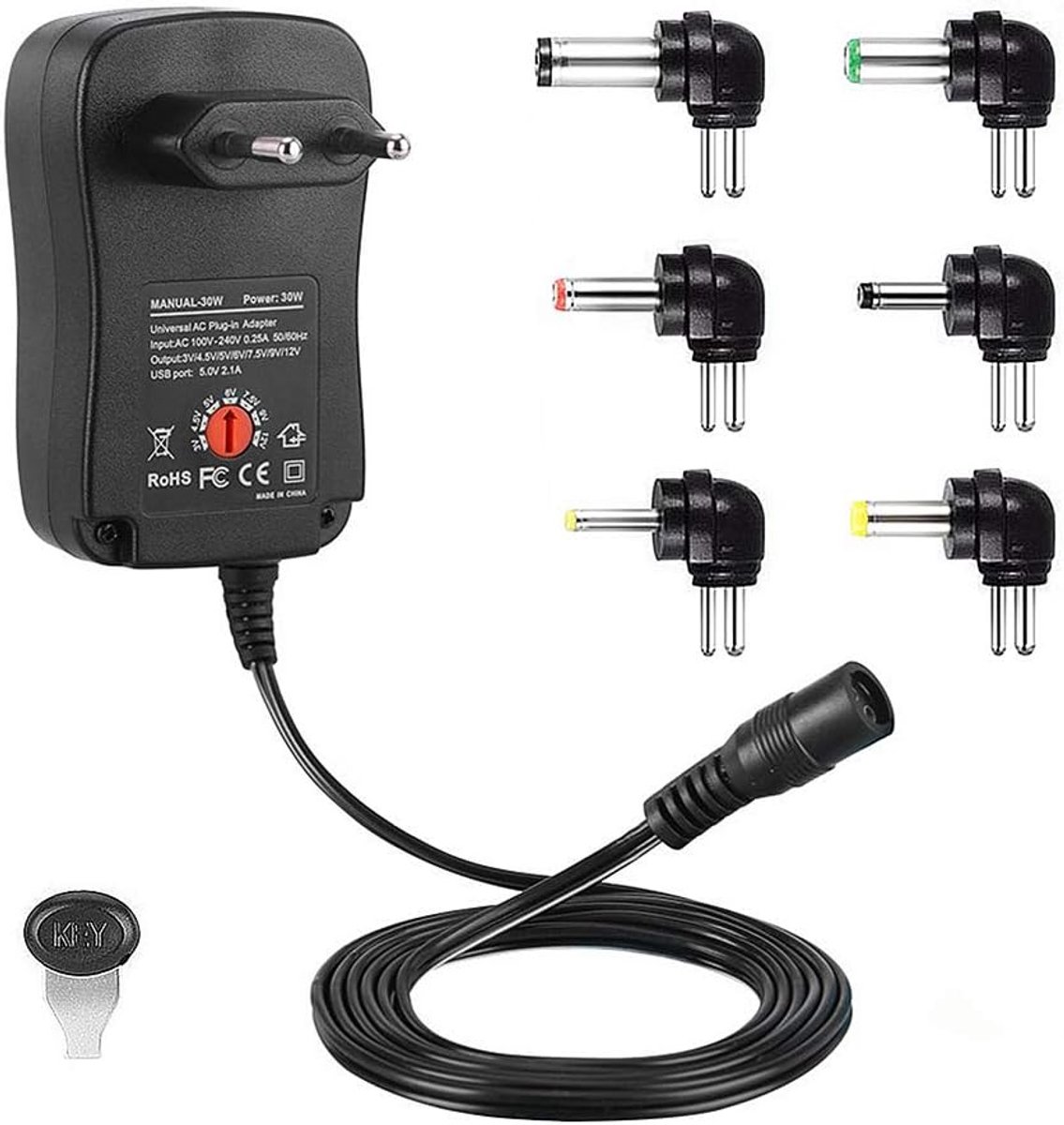 Oplader Power Adapter - Universeel 12W/30W - Meervoudige spanning 3V-12V - Ideaal voor diverse apparaten - ShopVlot