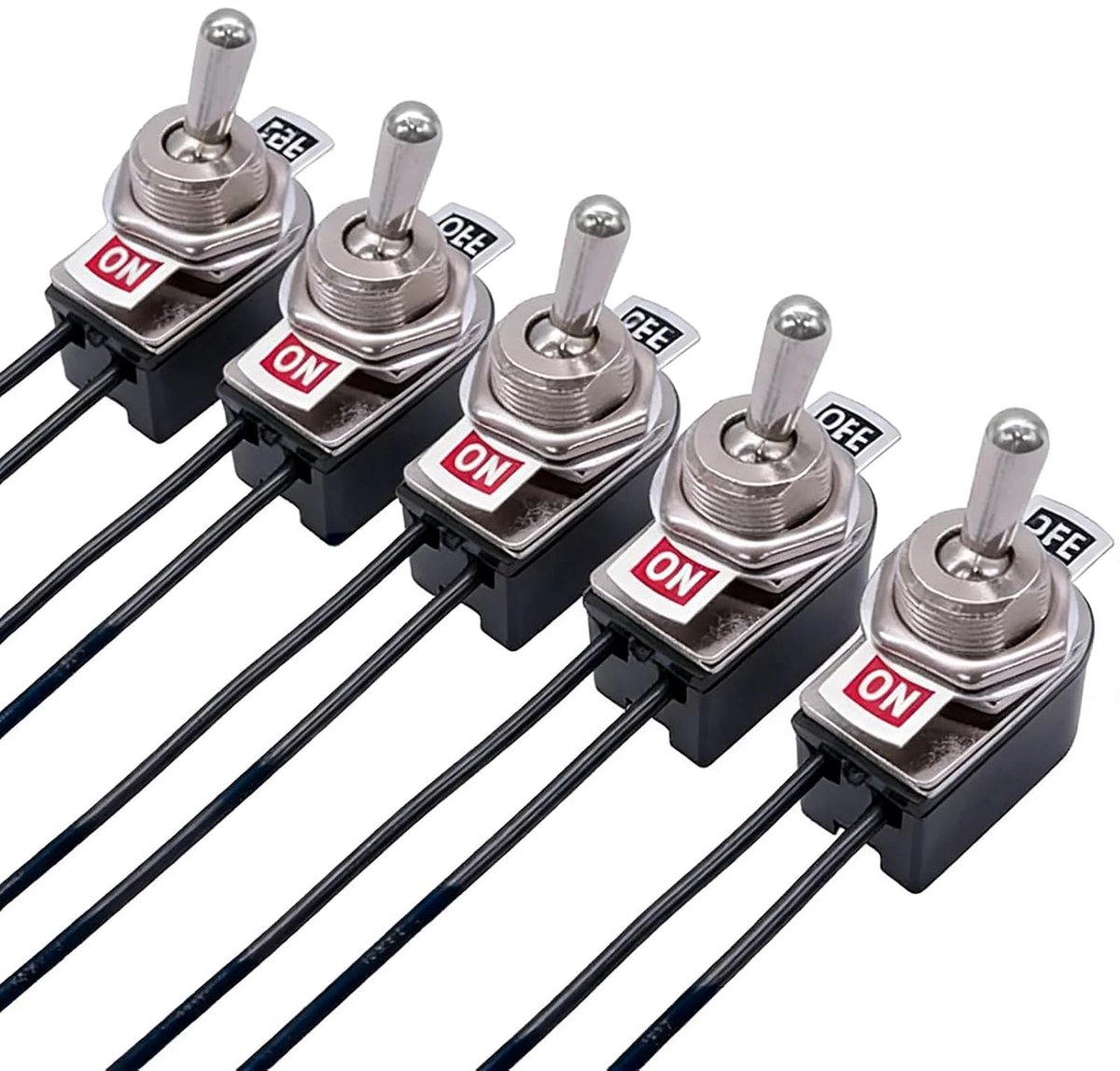 Mini Rocker Switches 5pcs - Voorbedraad - Metaal - Ideaal voor snel aansluiten - ShopVlot