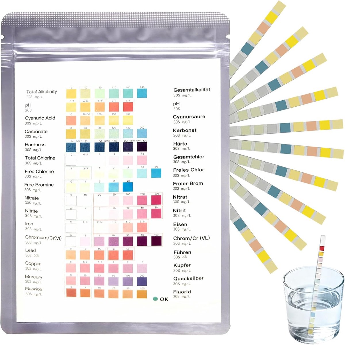 Drinkwaterteststrips 25 x 16-in-1 - Thuis watertester - Dekt alle belangrijke verontreinigingen - ShopVlot