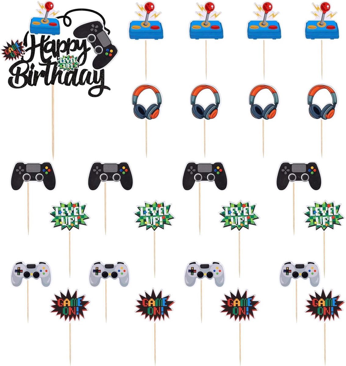 Cake decoratie 37 stuks - spelthema - creatief ontwerp - perfect voor feesten - ShopVlot
