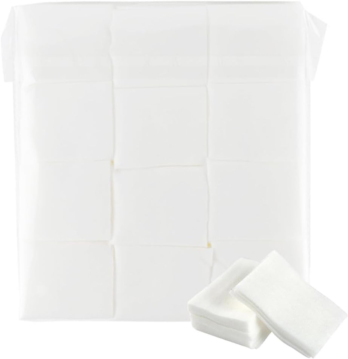 SnelShoppen - 1200 Stuks Witte Non-woven Vierkante Gezichtsdoekjes - Zachte Dunne Lintvrije Makeup Remover - Cosmetische Watjes voor Make-up en Nagell