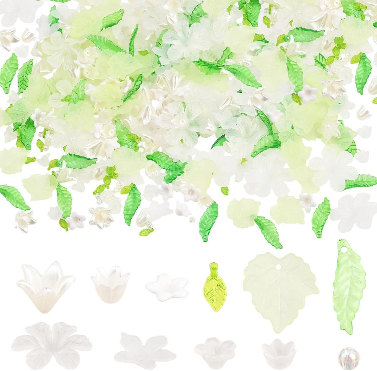 Kralen, gemengde kralen voor het maken van sieraden, lente, groene bladeren, losse afstandhouders voor armbanden, oorbellen, halskettingen, bedels, knutselen
