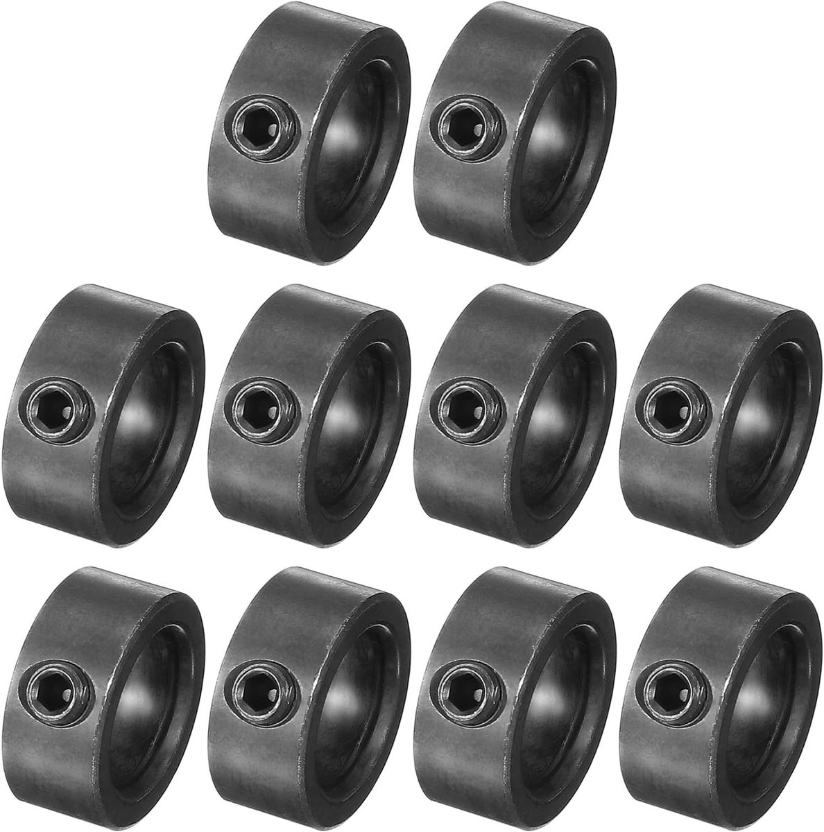Boring 1/2 inch golfkraag 3/4 inch OD 5/16 inch dik, 10 stuks koolstofstalen zijklauwkraag met schroefdraadstift voor de machinebouw, zwart