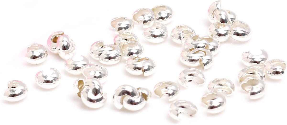 Sieradenonderdelen Crimp Kralen Cover voor Sieraden Ketting Armband Maken 3mm silver