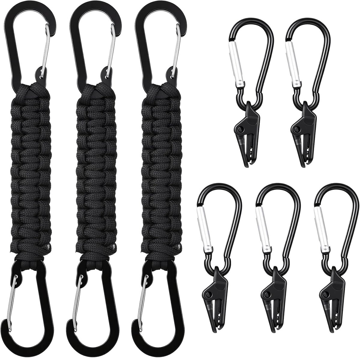8 stuks Paracord sleutelhangerset, D-ring karabijnhaak met krokodillenclip, paracord sleutelhanger karabijnhaak, snelsluiting sleutelhangers karabijnhaak voor rugzak, fles, wandelen, kamperen, outdoor