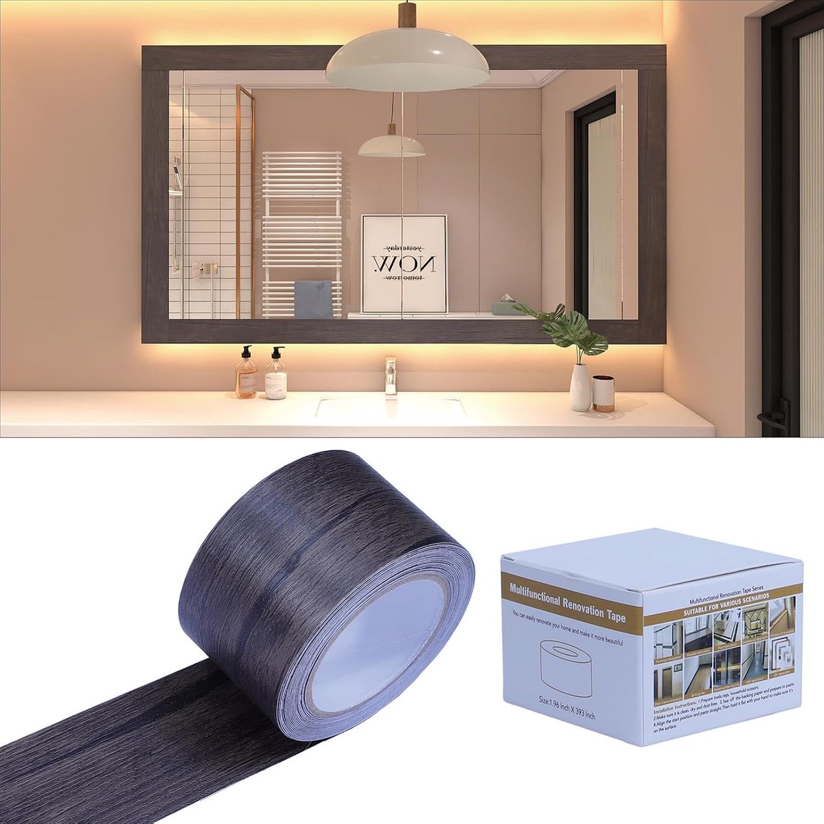 Reparatietape, zelfklevende houtgekleurde tape voor tafels, stoelen, plinten, deuren, ramen, vloeren, ambachten, doe-het-zelf, rand, wanddecoratie, 5 cm x 10 m