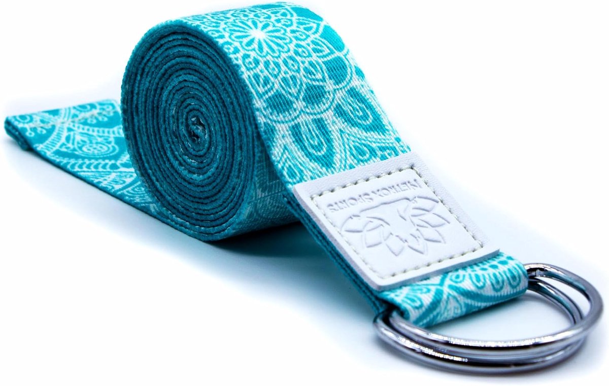 - Yoga Gurt - 240cm und nachhaltiges Material -Yogagurt mit Metall D-Ring verstellbar - für Dehnung Stretching Fitness Pilates Gymnastik Yogaband für Anfänger Fortgeschrittene Yogariemen