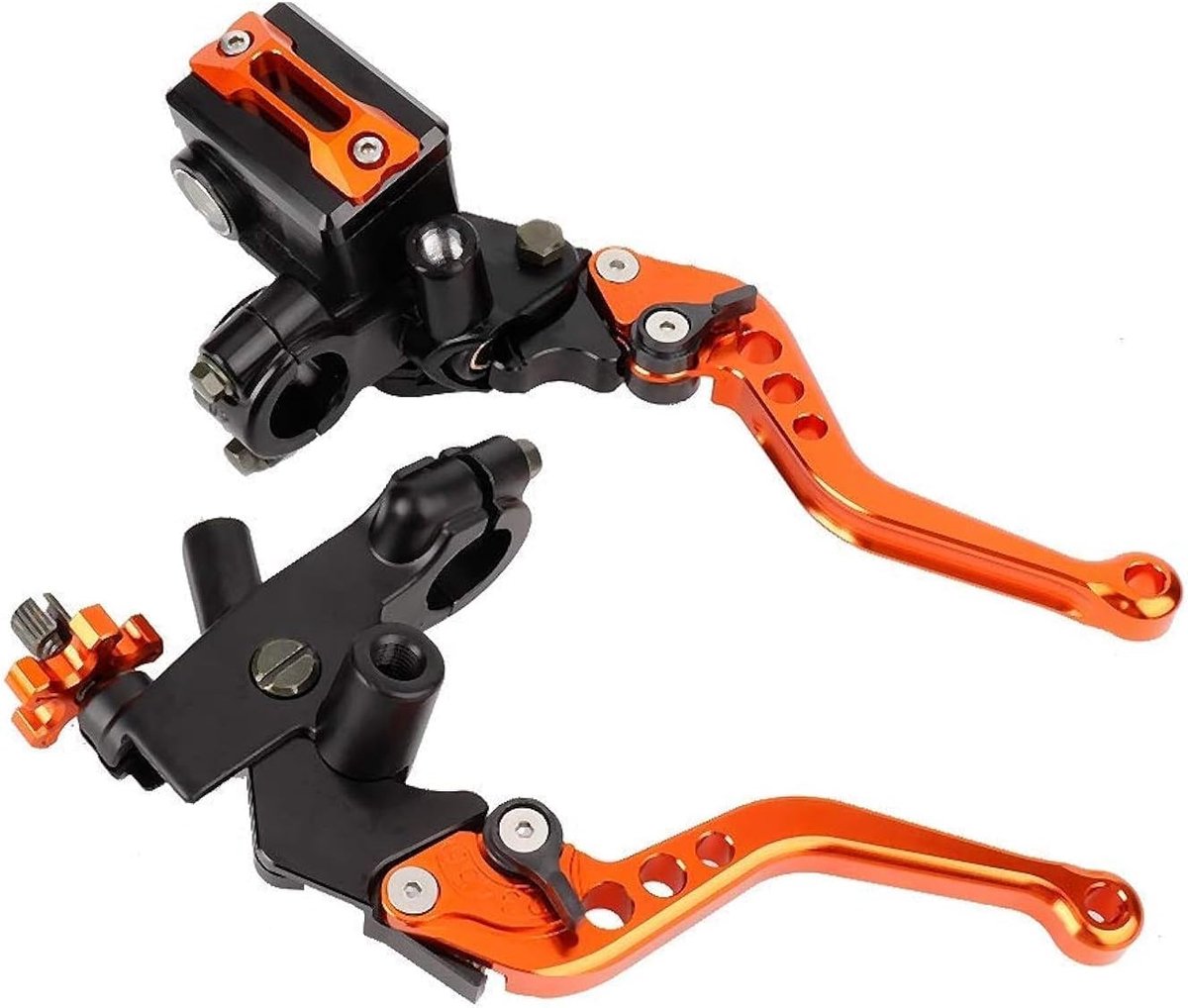 1 paar 7/8 inch (22 mm) universele motorfiets koppelingsrem hoofd-cilinder tank remhendels koppelingshendel (oranje)