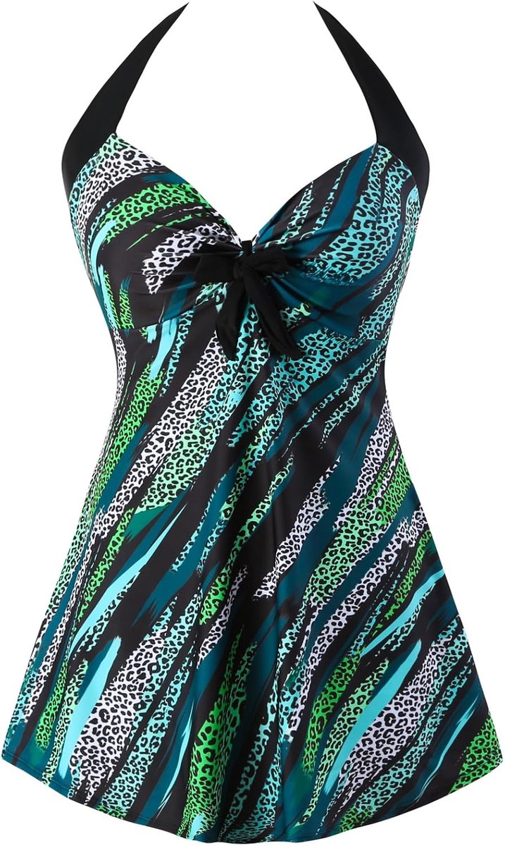Badpak voor dames, plusmaat, eendelig, zwemjurk met rok, buikverstevigende badkleding