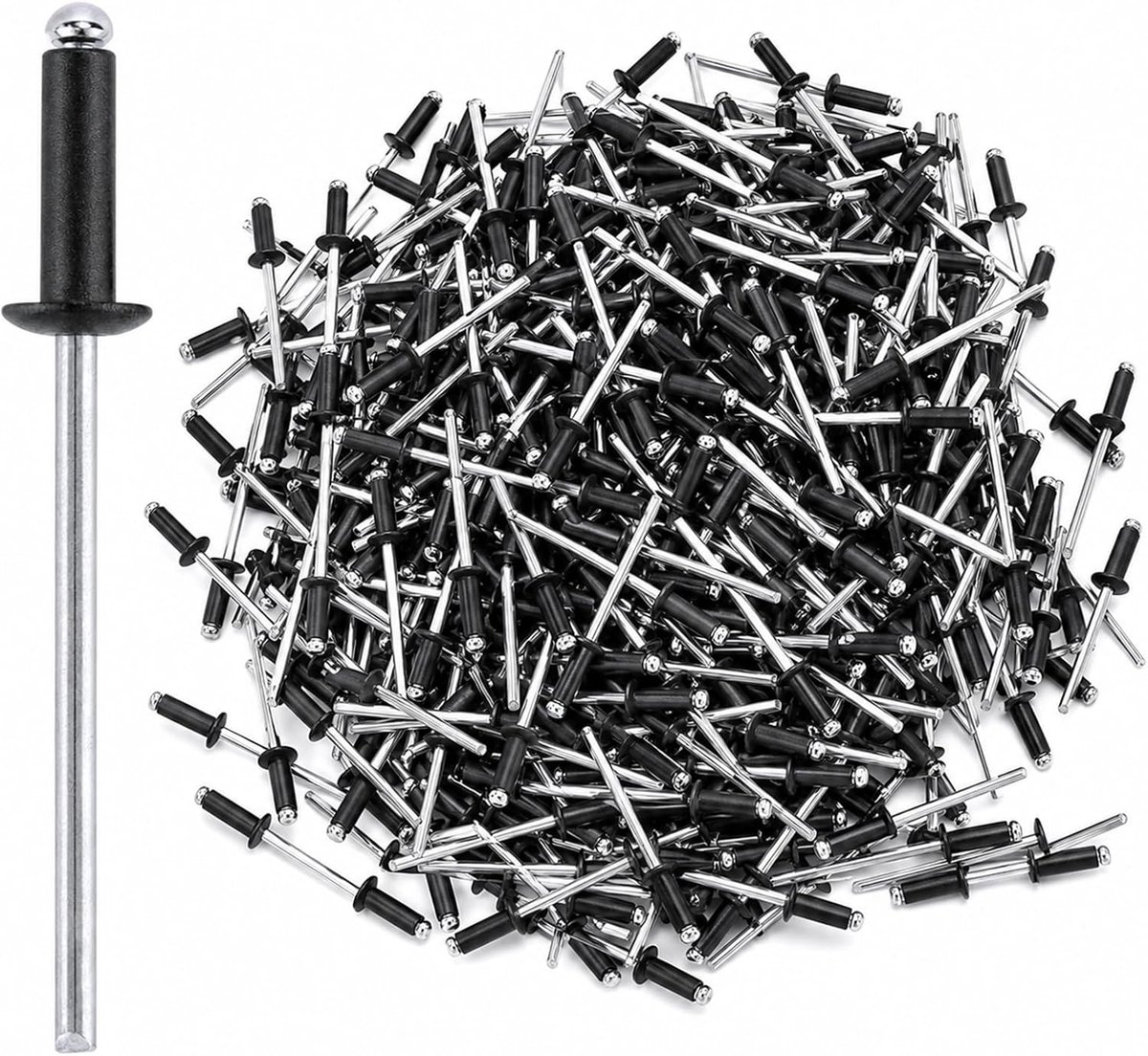 100 stuks klinknagels zwart 3,2 x 10 mm, aluminium popnagels, vlakke kop klinknagels voor metaal, plaatwerk, kunststof, snelle eenzijdige bevestiging voor werkplaats, reparatie & DIY