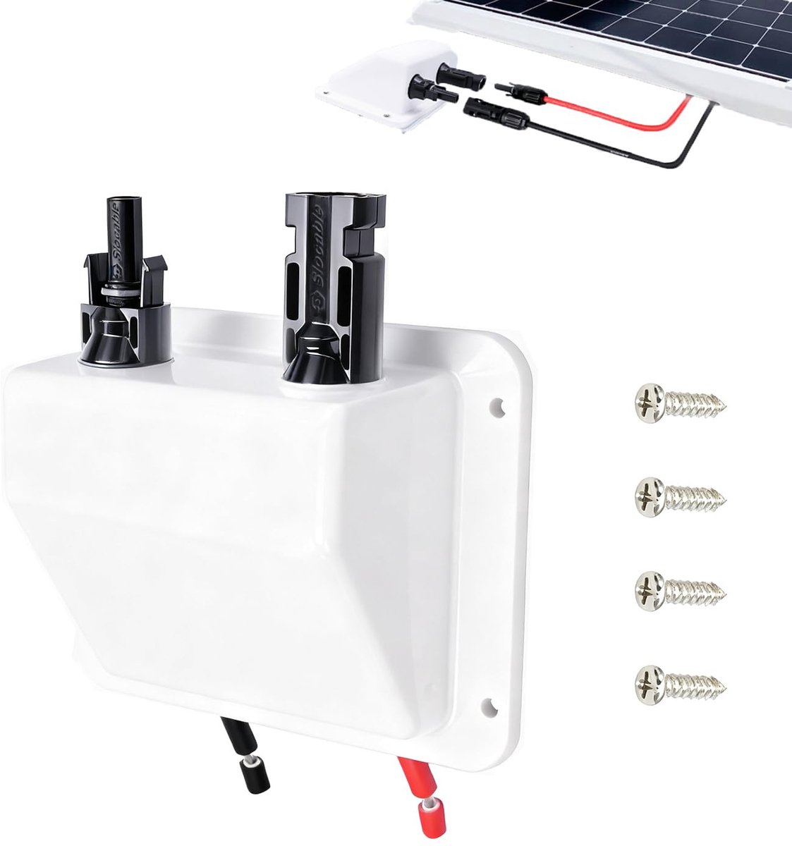 Dakdoorvoer voor zonnepanelen, dubbele kabeldoorvoer met 0,1 m 10 AWG zonnekabel, IP68 UV-bestendig voor camper, boot, caravan, scheepsgebruik