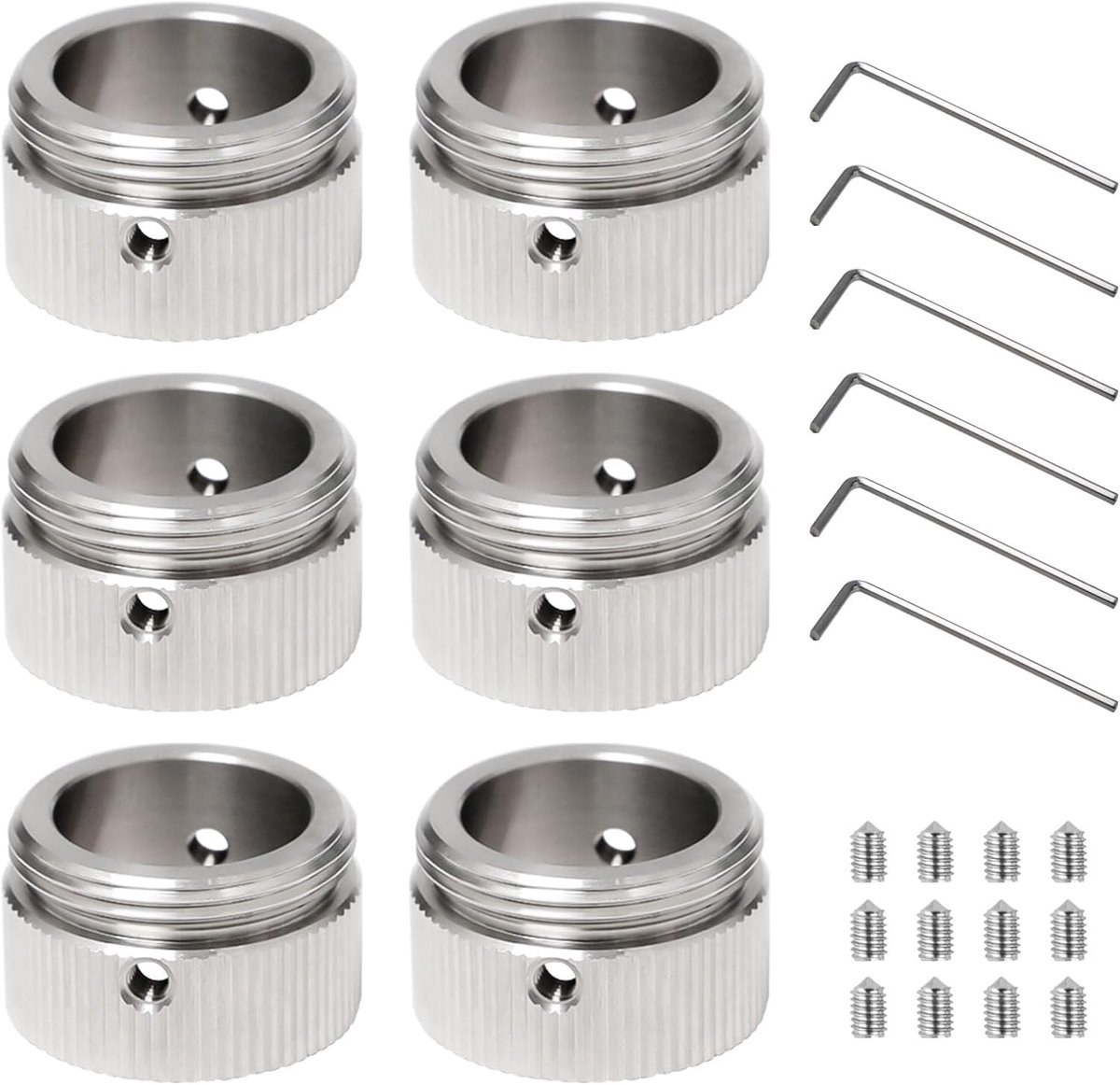 M30 x 1,5 voor RA/RAV/RAVL ventielen, 304 roestvrij staal verwarmingsventiel, adapter thermostaat voor radiatoren met 6 zeskantsleutels, binnendiameter 22 mm, 6