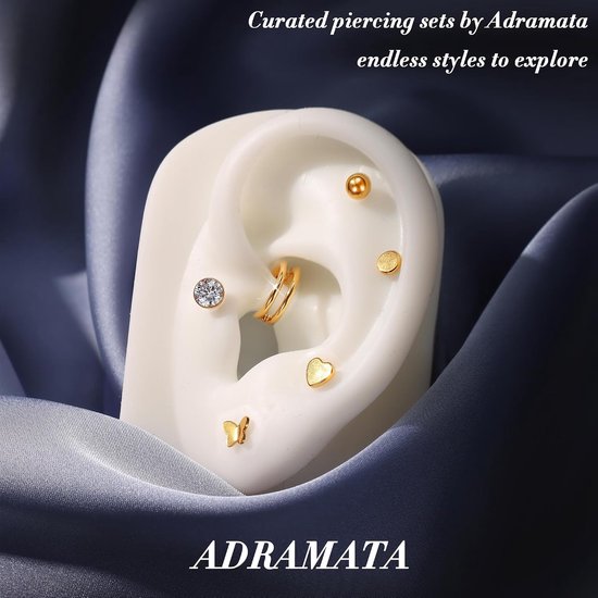 3 stuks 16G Helix/Tragus Piercing - G23 Titanium Labret - Intern Geschroefd voor Kraakbeen/Lip - CZ Hart Design - Hypoallergeen 6/8/10MM - 3 losse Onderdelen — afbeelding 3