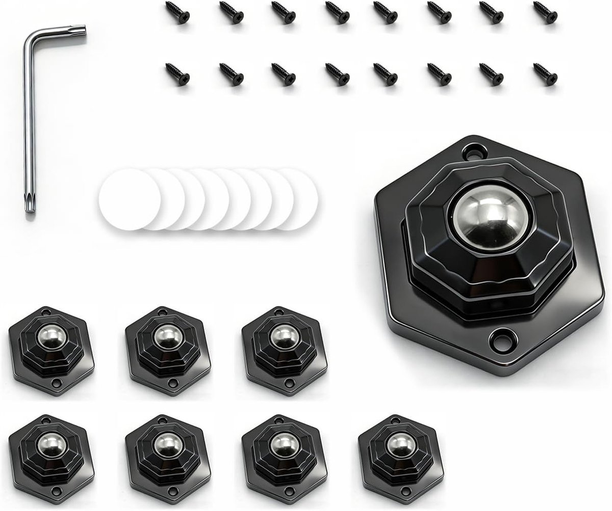 8 stuks meubelwielen, 360 graden wielen voor keukenapparatuur, zelfklevend rolwiel, kogellagerwielen voor meubels, zwart