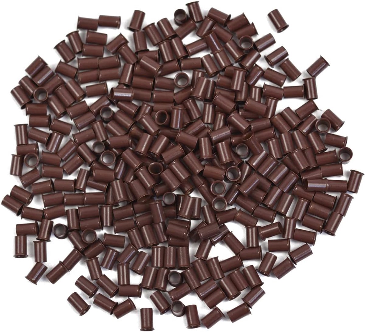 500 stuks 3,4 mm micro link ring koperen buizen kralen sloten voor I-punt menselijk haar extensions (bruin)