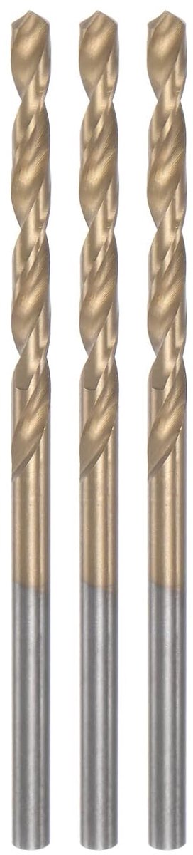 Sourcing map 3 stuks spiraalboren, 2,7 mm, titanium gecoat (HSS-E), M42, hogesnelheidsstaal, 8% kobalt, rechte schacht voor roestvrij staal, aluminium, metaallegering