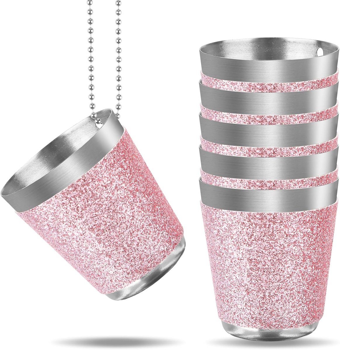 Borrelglaasjes van roestvrij staal, roségoud, 30 ml, borrelbekers voor vrijgezellenfeest, carnaval, themafeest, 6 stuks