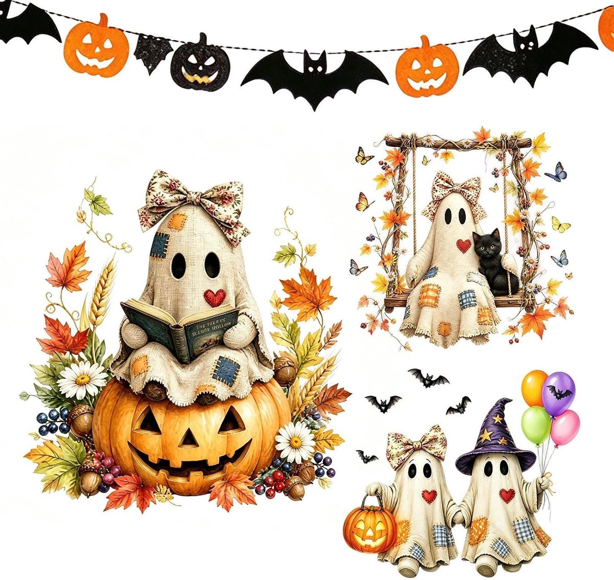 Raamstickers Schattige Herbruikbare Griezelige Decoratieve | Halloween Raam Display Decoraties Voor Binnengebruik, Buitengebruik, Thuis, Kantoor, Partijen, Winkels, Zaak, Deuren
