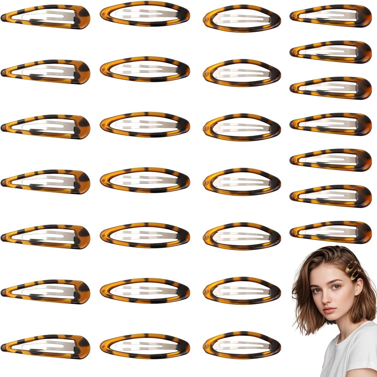 Haarspelden voor dames meisjes, 4 maten, dun antislip metalen snap clips, vintage schildpad haarclips voor dagelijks gebruik en feestelijk kapsel