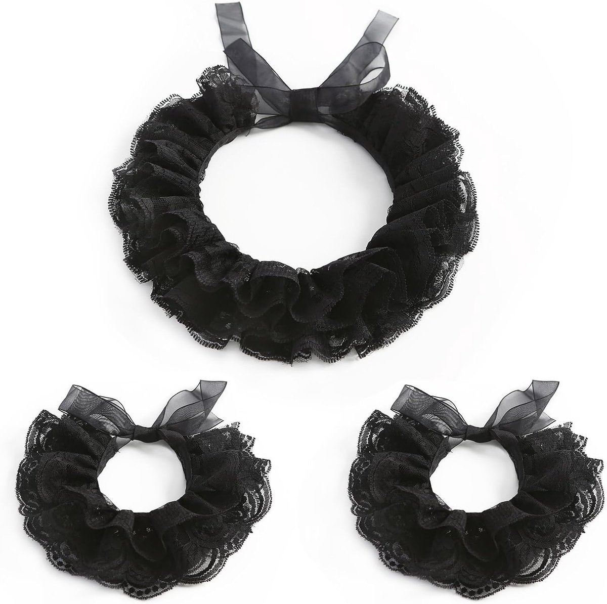 Kraag en manchetten van kant, 3-delig, kraag en manchetten, clownkraag, afneembare kraag voor dames, kant, accessoires voor kostuums, SA clowns, cosplay, carnaval, feest