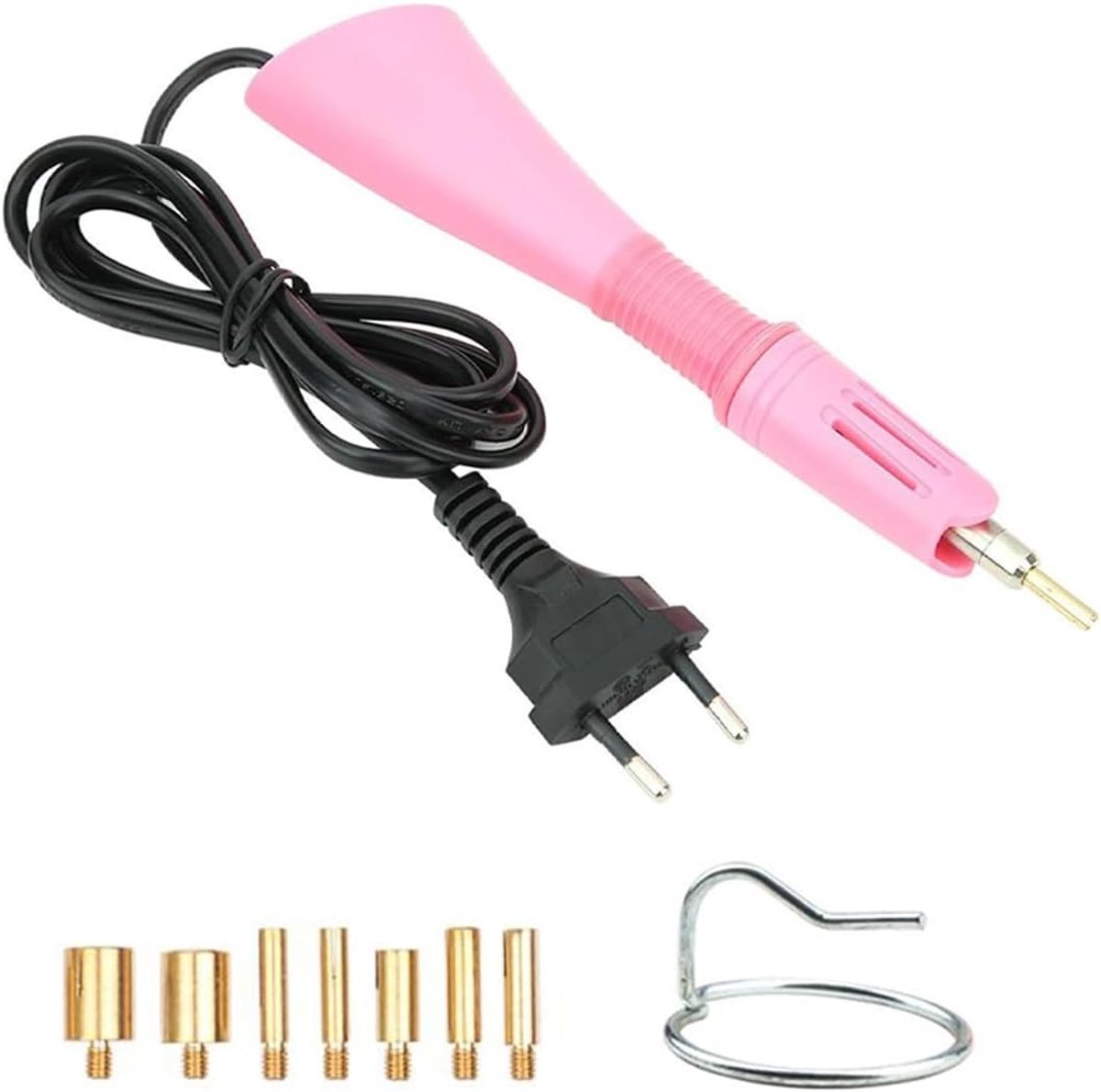 Strass-applicator, hotfix-gereedschap, met 7 maten, voor snel opwarmen van de applicator, voor stof, schoenen, kleding, om te knutselen, roze