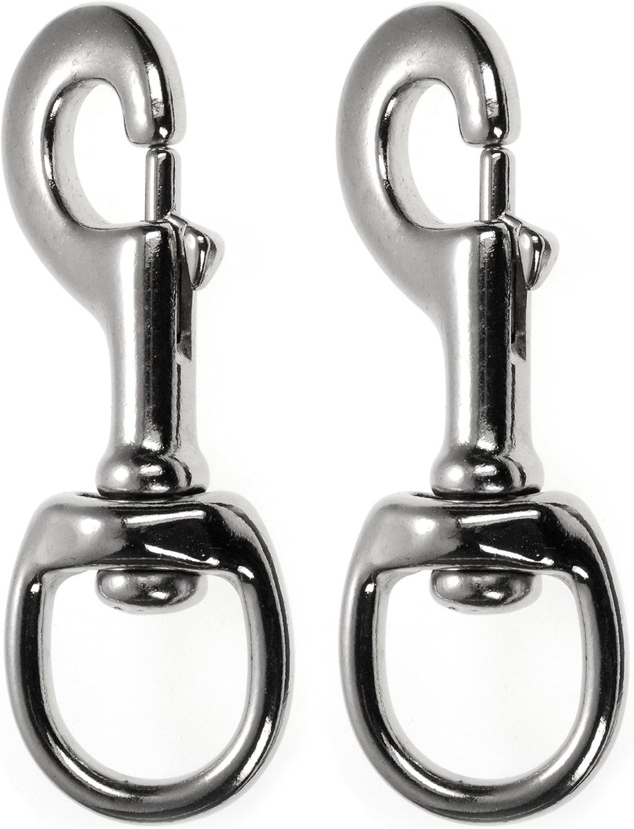 Carabiner met draaikop 100 mm - robuust staal - set van 2 - ideaal voor hondenriem - ShopVlot