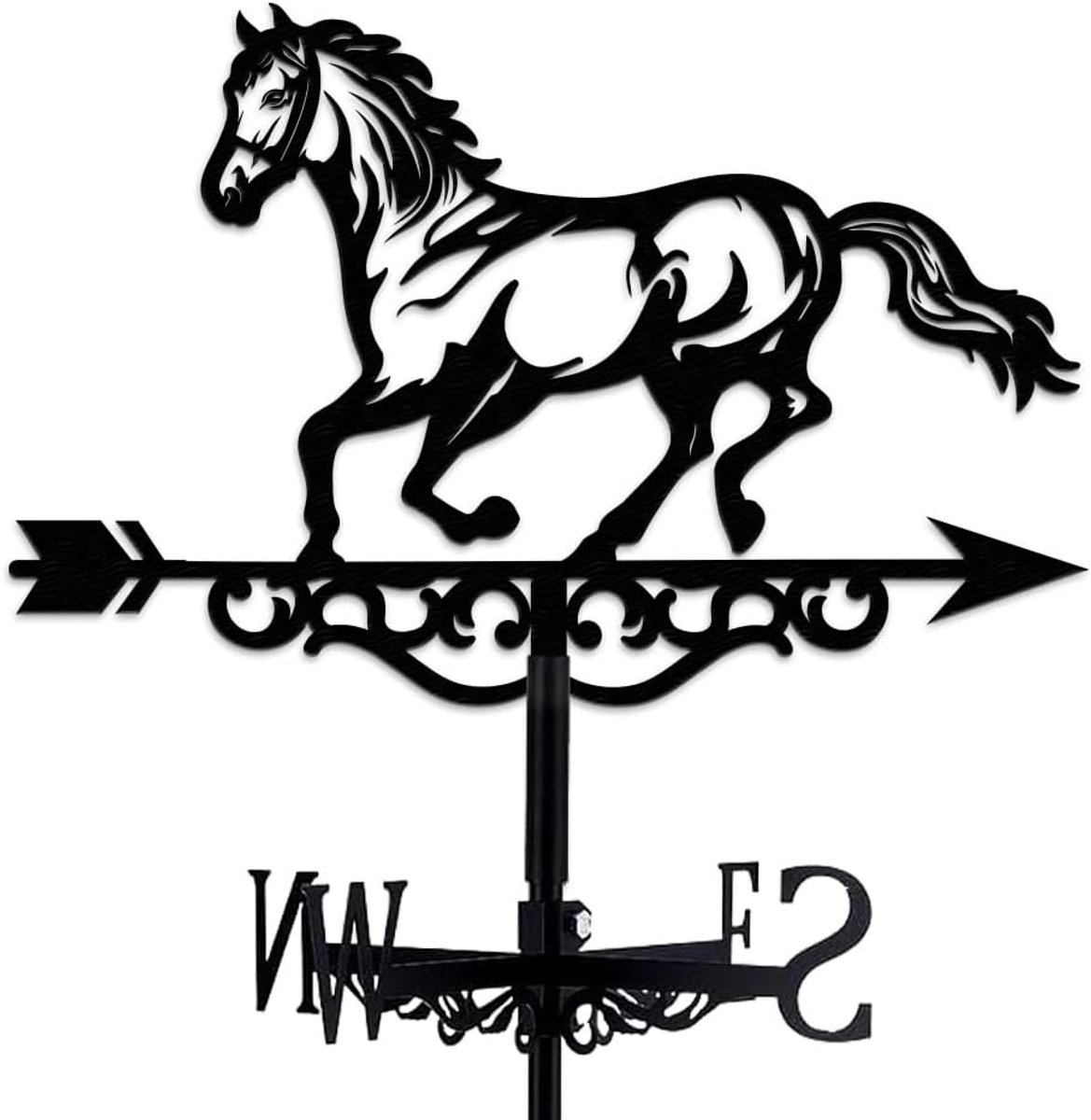 Weervane paarden 35cm x 27cm - handgemaakt metaal - duurzame tuin decoratie - perfect voor dak en tuin - ShopVlot