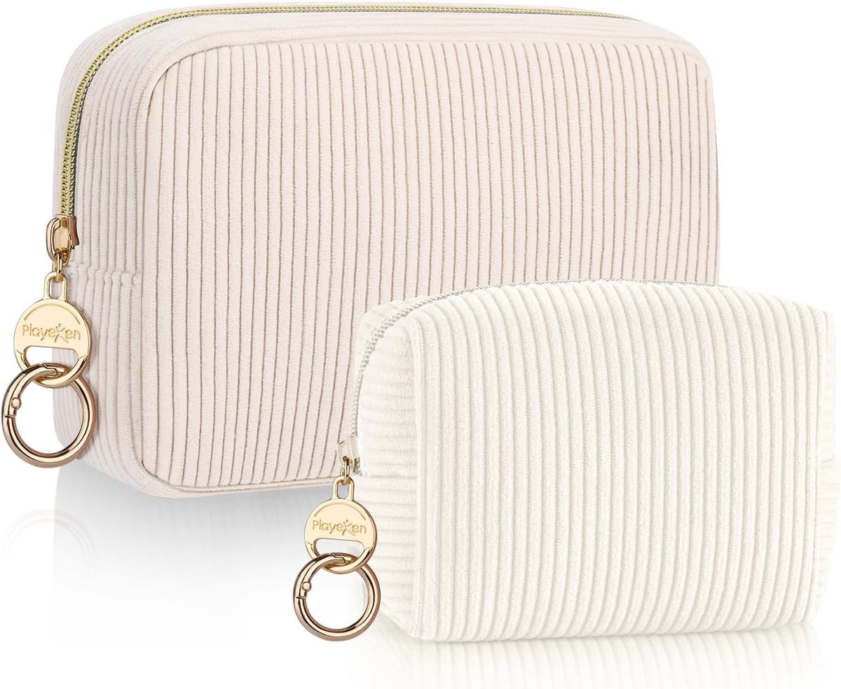 Cosmetische tas-organizer - grote make-uptas 16 x 5,5 x 11,5 cm - corduroy - ideaal voor reizen - ShopVlot