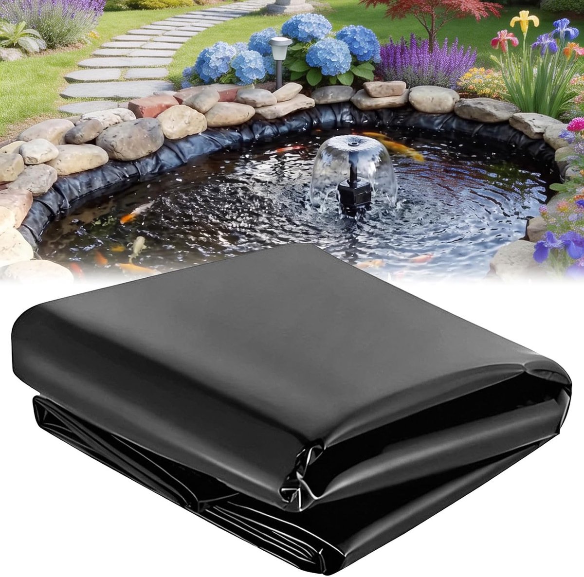 Vijverfolie 2 x 3 m - Zwart HDPE vijverzeil - Waterdicht en scheurvast - Perfect voor visvijvers - ShopVlot