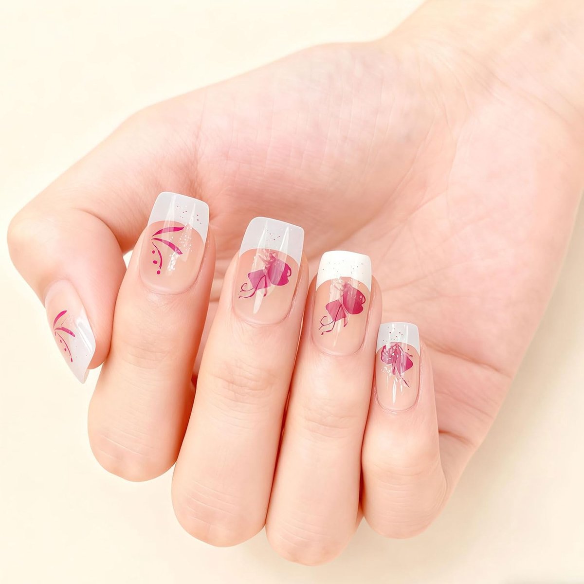 Press-on Nails 30 Stuks - Apricot Design - Kunststof Acrylnagels - Tot 14 Dagen Langdurig Gebruik - ShopVlot