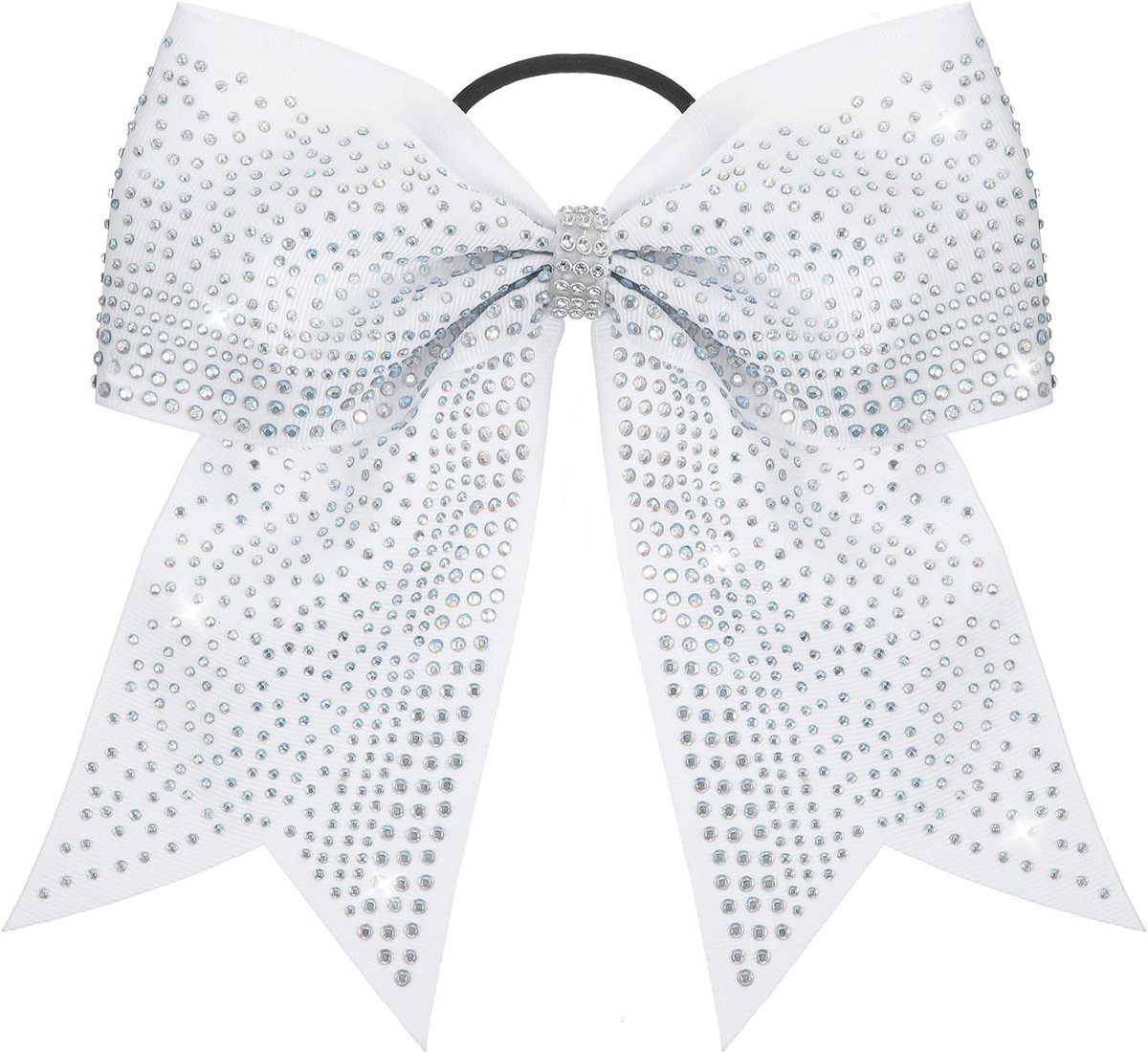 Cheer Bow 7 Inch - Witte Strass Haarstrik - Glitter en glans - Perfect voor cheerleaders - ShopVlot
