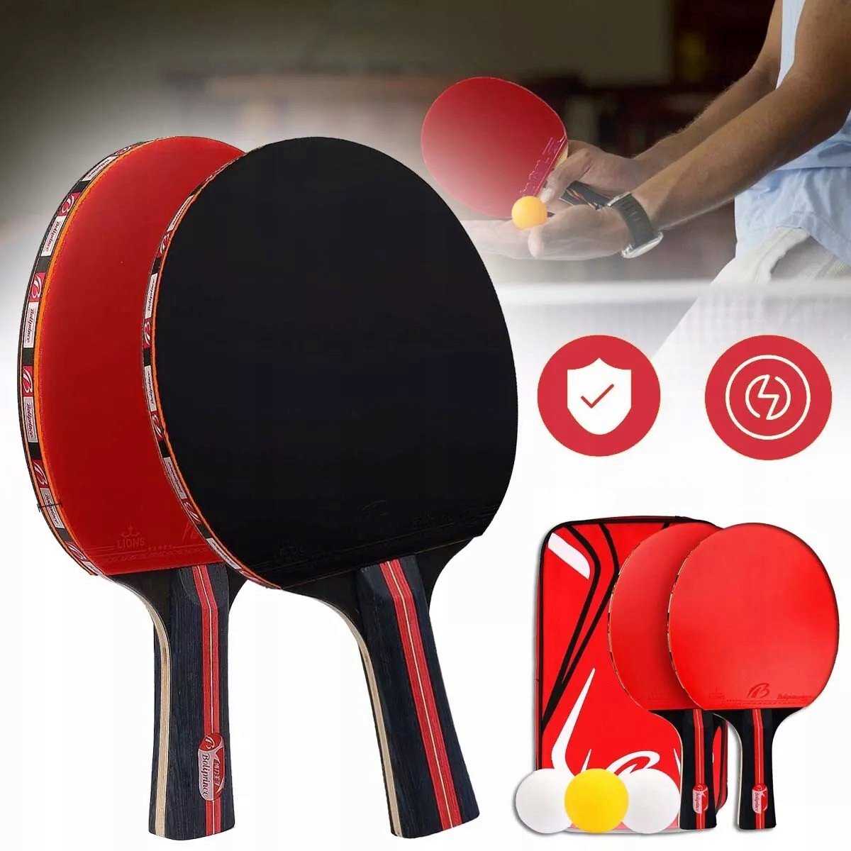 Merkloos Tafeltennisrackets Set met 3 Ballen - Professioneel