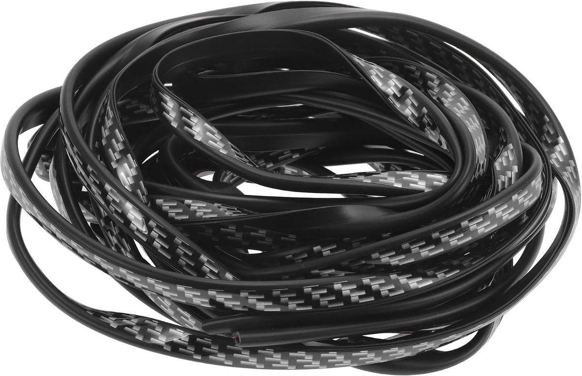 Autodeur randbescherming 5 meter - U-vormig PVC - Chrome zwart carbon patroon - Bescherming tegen krassen - ShopVlot