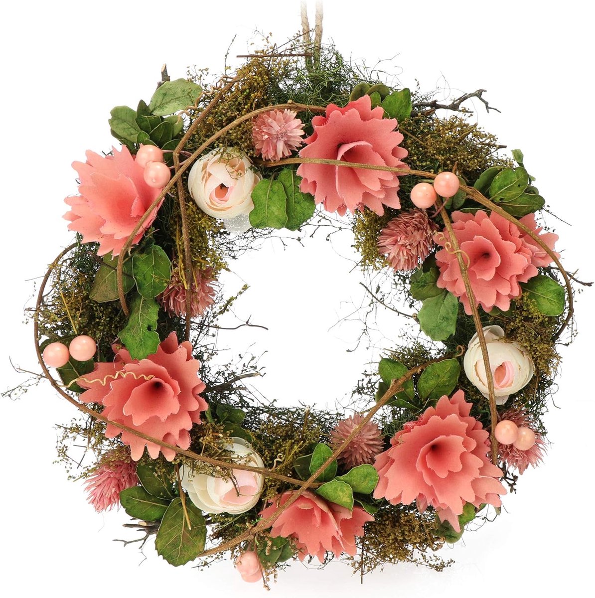 Deurkrans lente 30 cm - Houten bloemen - Decoratieve tafelkrans - Creëert een levendige sfeer - ShopVlot
