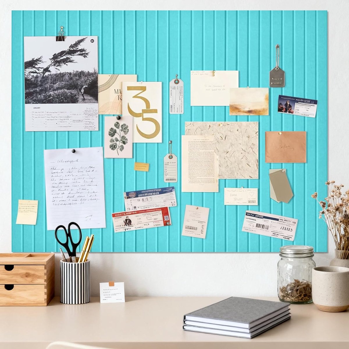 Prikbord groot zelfklevend 40 x 60 cm - zeeblauw vilt - decoratief en opvouwbaar - ideaal voor kantoor of thuis - ShopVlot