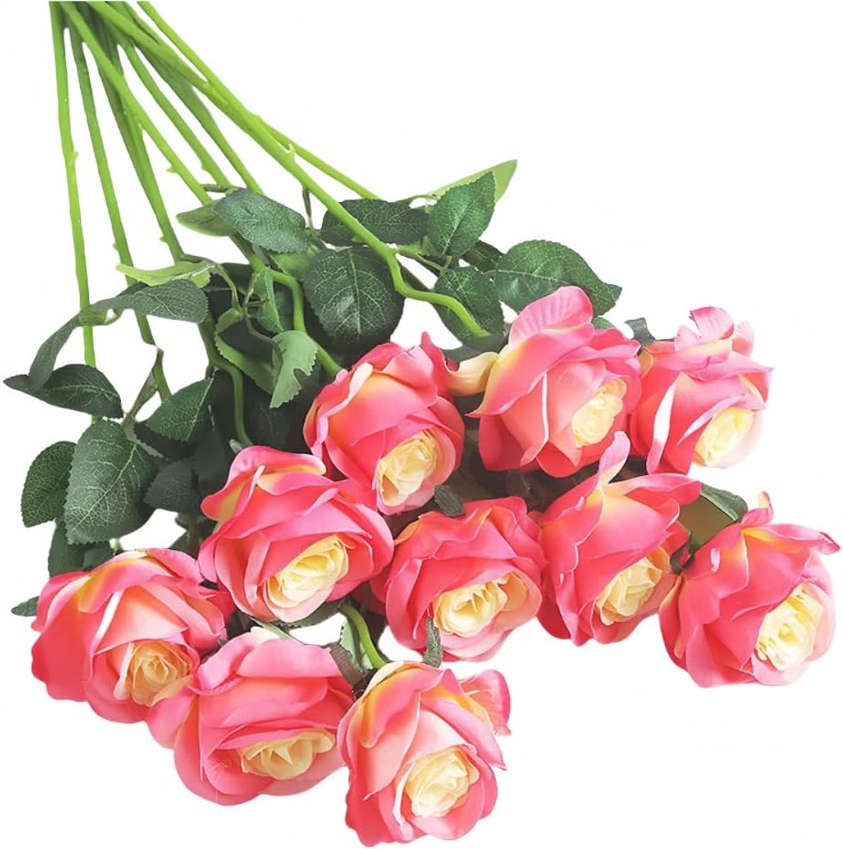 Kunstbloemen rozen 10 stuks - zijden rozen - realistisch uiterlijk - perfect voor bruiloft decoratie - ShopVlot