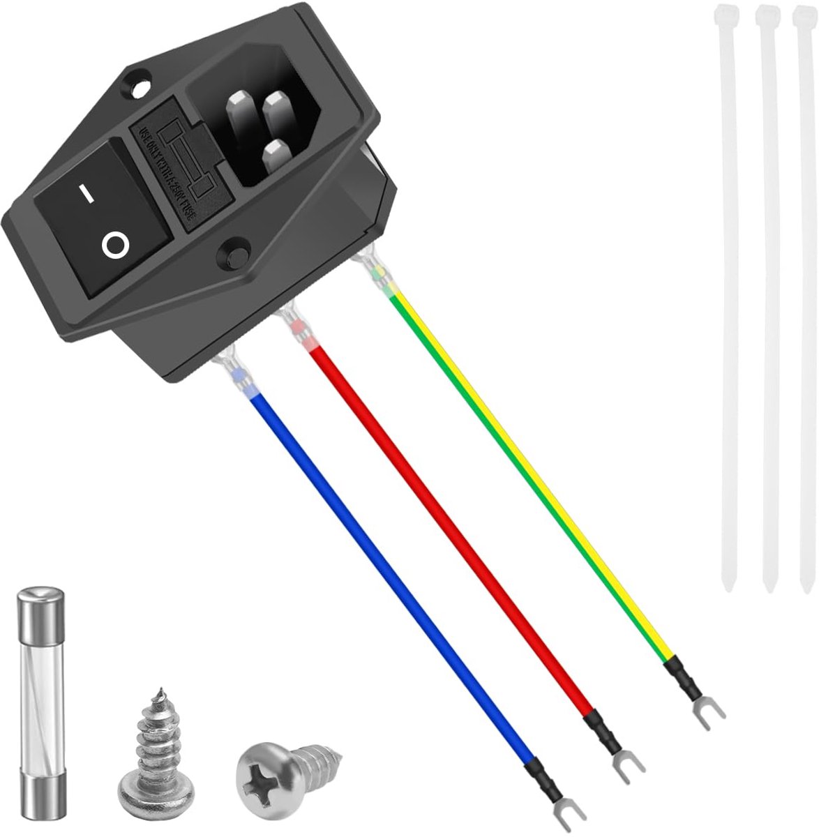 Inputmodule Plug Socket 3D Printer - Rockerschakelaar 10A 250V - Met verlengkabel 250 mm - Voor veilig gebruik - ShopVlot