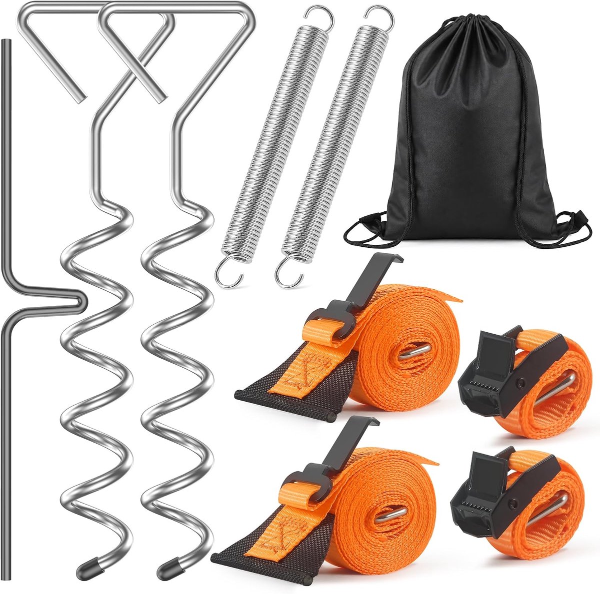 Luifel spanband set 40 cm - Grondankers - Storm bevestiging - Voor camper en caravan - ShopVlot
