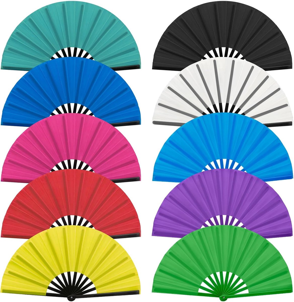 Vouwbare Handventilator Set van 10 - Grote 33cm Chinese Dansventilator - Ideaal voor Optredens en Feesten - ShopVlot