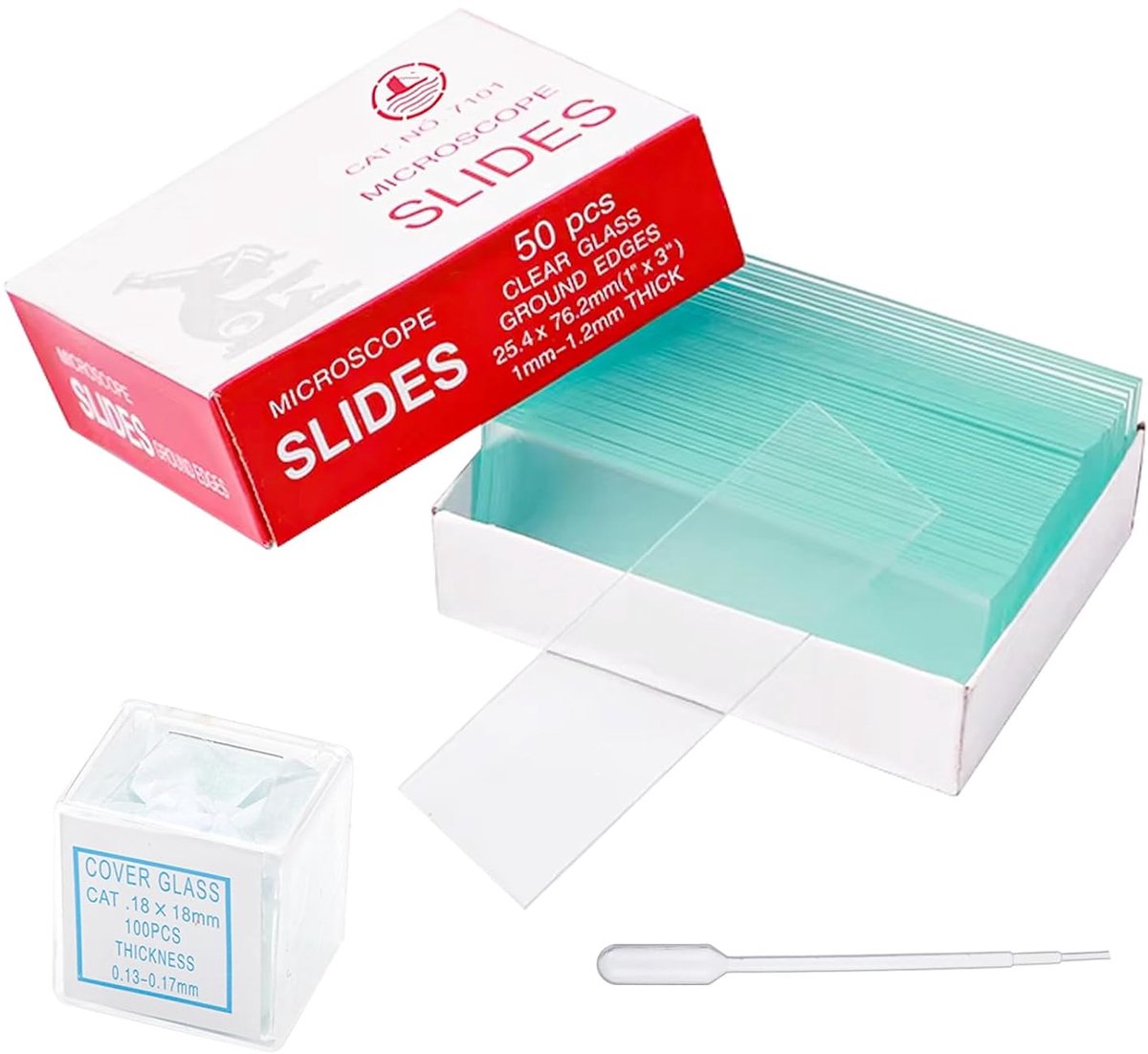 Microscoop objectdragers 76 x 26mm - Glas met dekplaatjes 18 x 18mm - Optisch glas - Voor laboratorium en studie - ShopVlot
