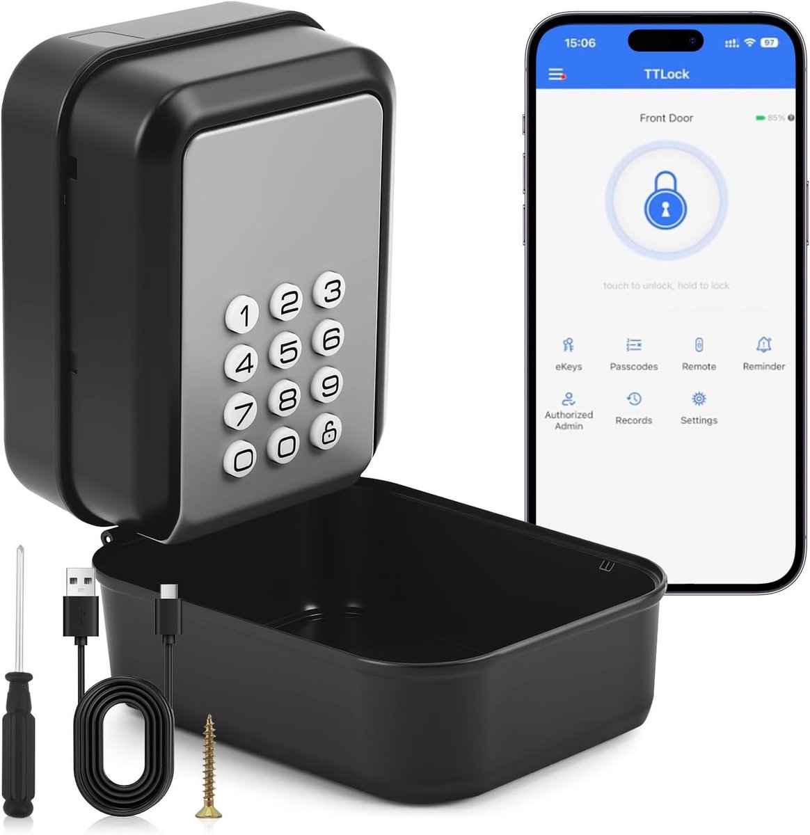 Waterdichte sleutelkluis - grote Bluetooth sleutelbox - app en PIN ontgrendeling - ideaal voor thuisgebruik - ShopVlot