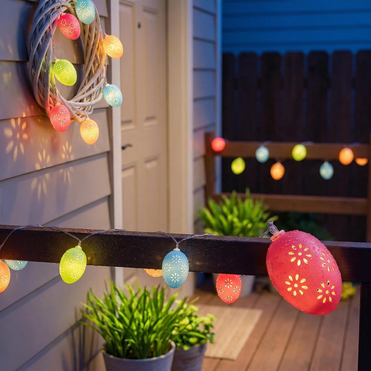 Lichtsnoer paaseieren 1,65 m - 10 leds - met timer - sfeervolle paasdecoratie - ShopVlot