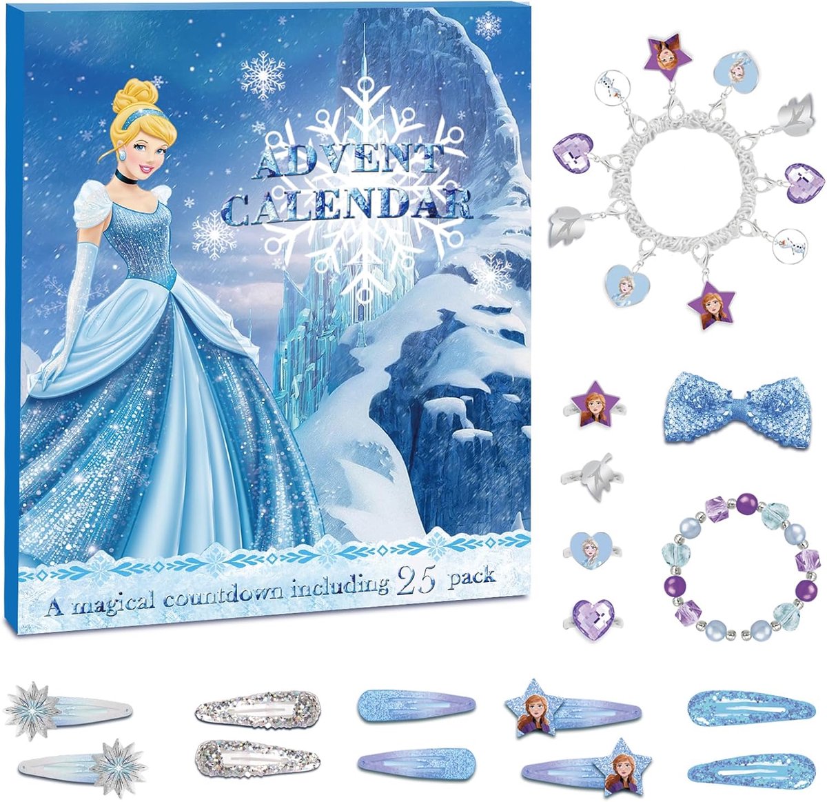 Adventskalender voor kinderen - 24 dagen Frozen stijl - DIY armband, hangers en haaraccessoires - ShopVlot