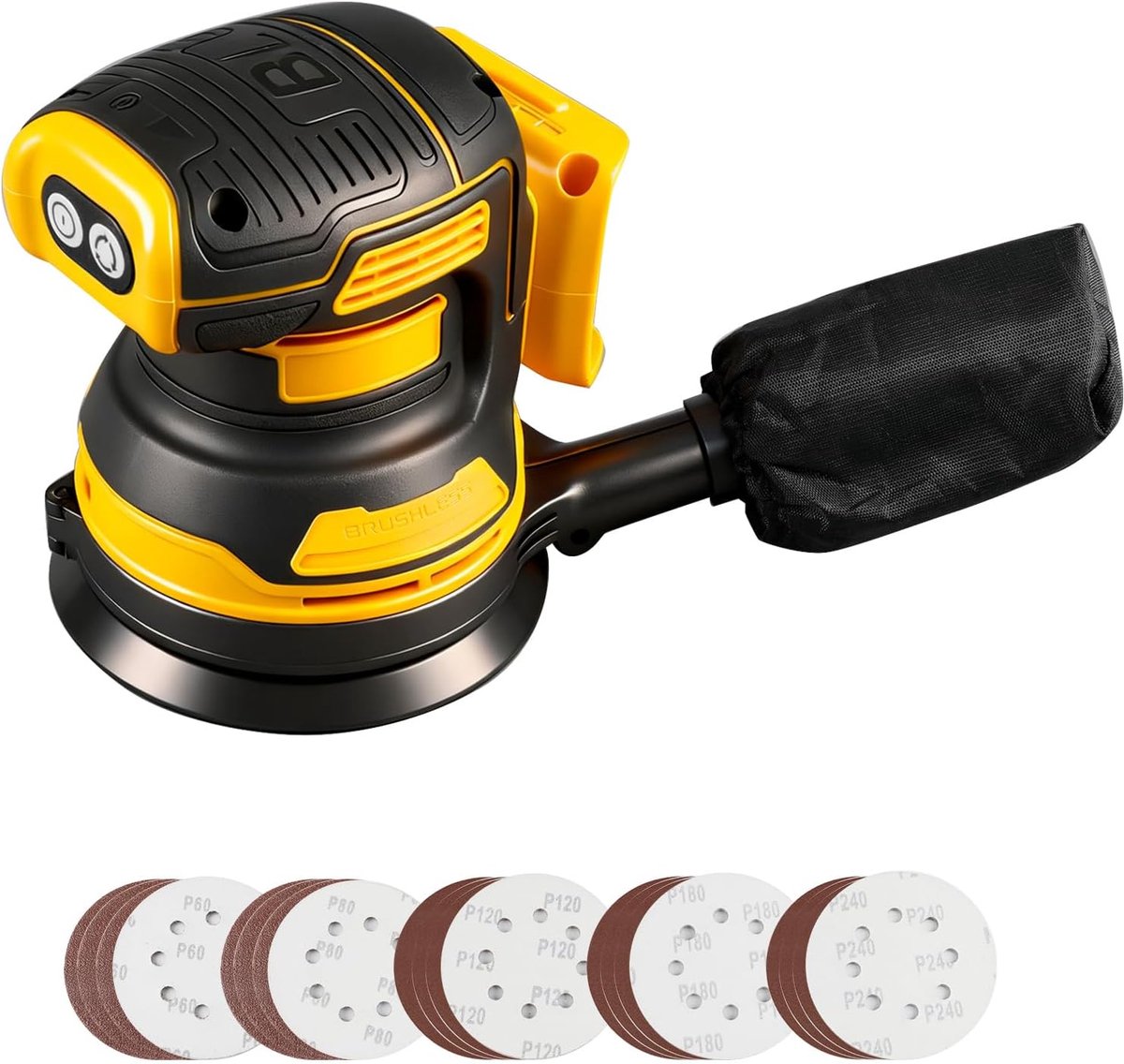 Schuurmachine 125 mm - Accu geschikt voor Dewalt 18V/20V - 11.000 RPM borstelloze motor - Ideaal voor houtbewerking - ShopVlot