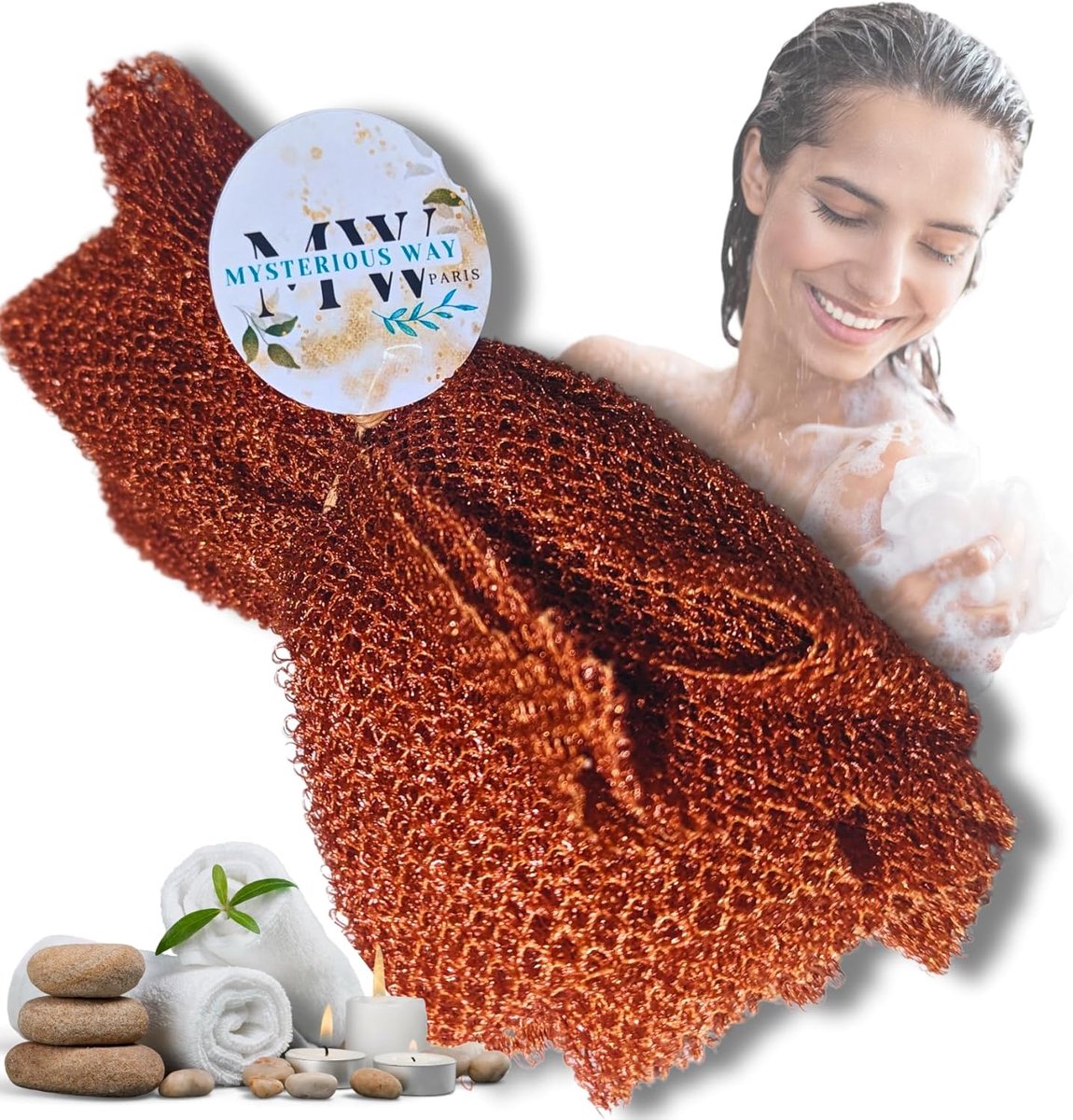 Badnet - Peeling Washand - Bruin - Actieve bloedsomloop en huidreiniging - ShopVlot