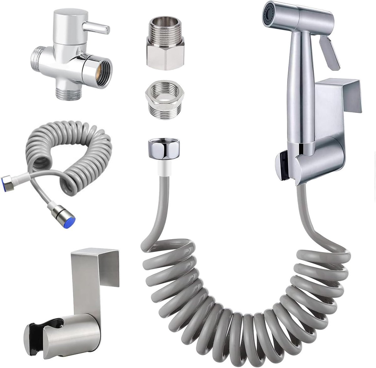 Bidet douche set - 3-weg klep - roestvrij staal - persoonlijke hygiëne sprayer - ShopVlot