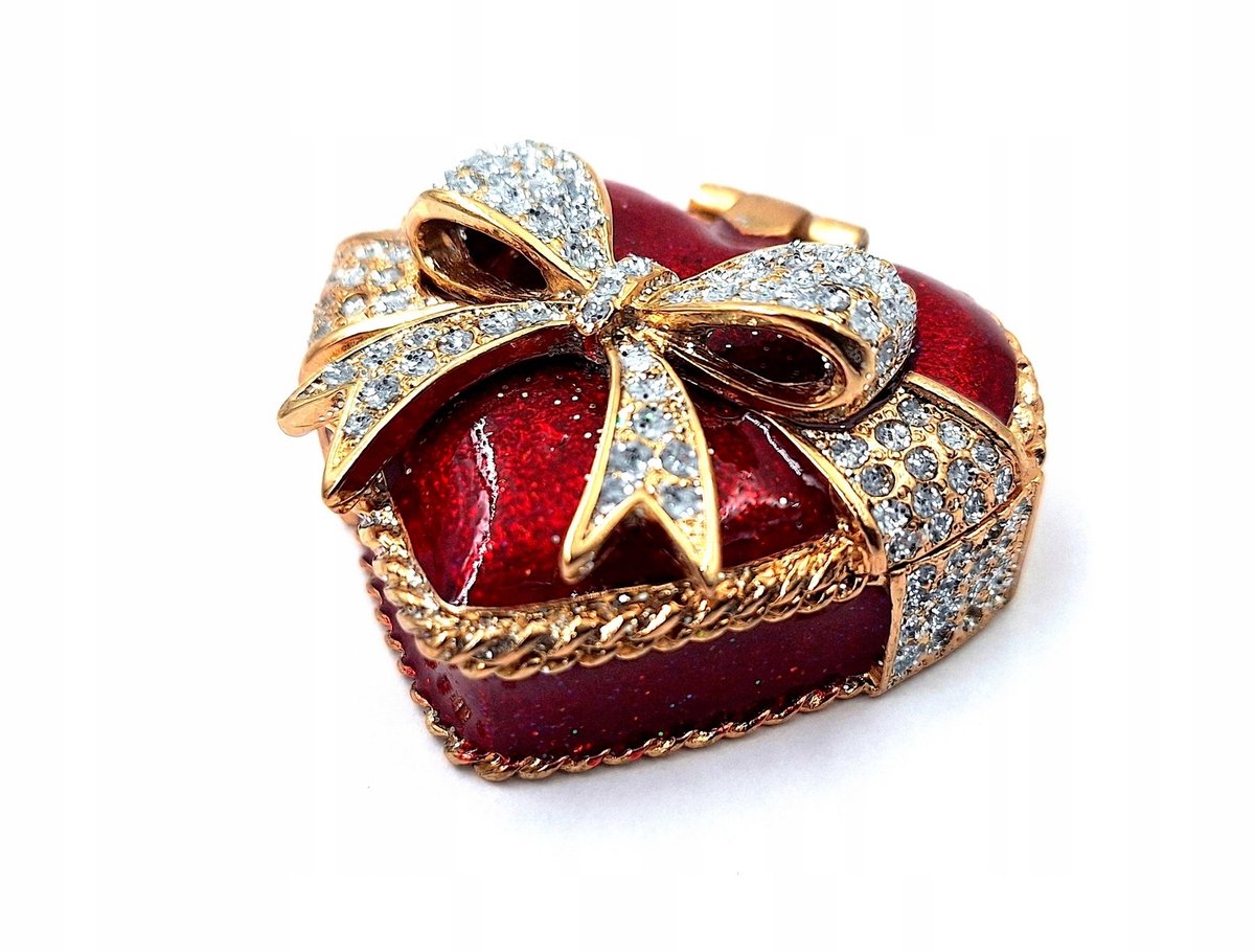 Elegant Metaal Leren Hart Doosje met Kristallen - Perfect Cadeau