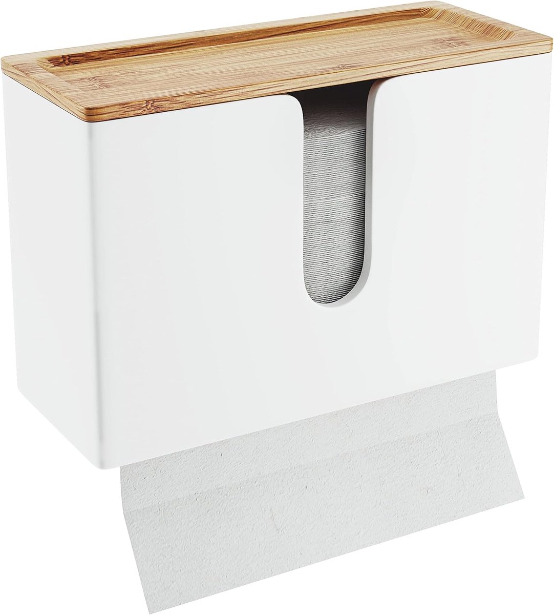 Papieren handdoekdispenser - bambus hout - stijlvol design - ideaal voor badkamer of keuken - ShopVlot