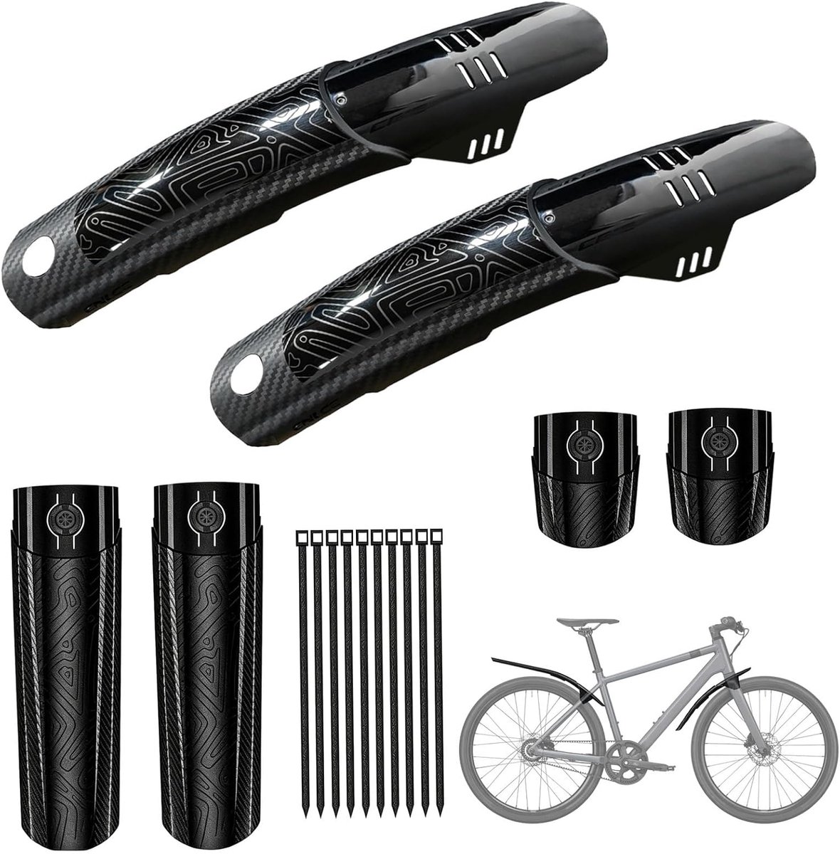 Fietsmodderbescherming set 24-29 inch - Drill-vrije montage - Voor mountainbike en gravelbike - ShopVlot